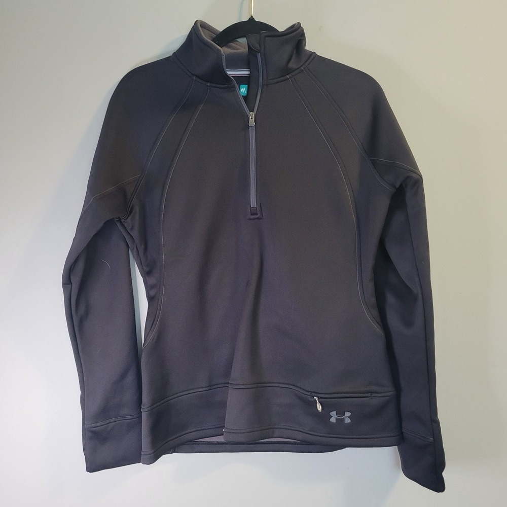 Under Armour Jacket Women's Size Medium Black Long Sleeve 1/4 Zip Track Jacket